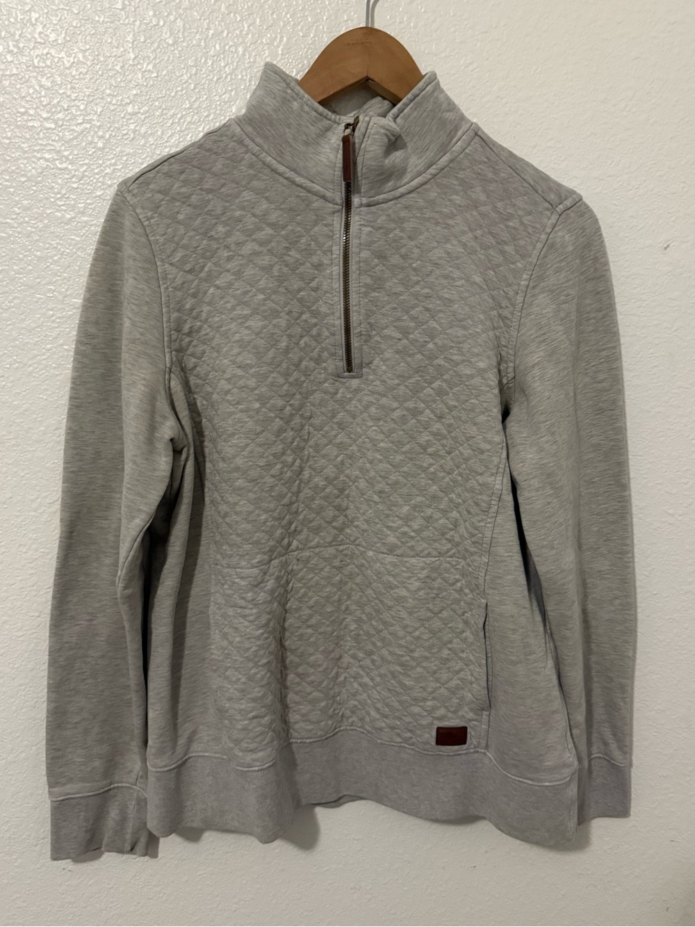 L.L. Bean Light Gray Quilted Half-Zip Pullover
